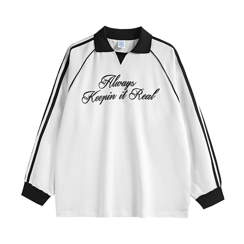 INF Chic Lapel Long Sleeve Retro Tee