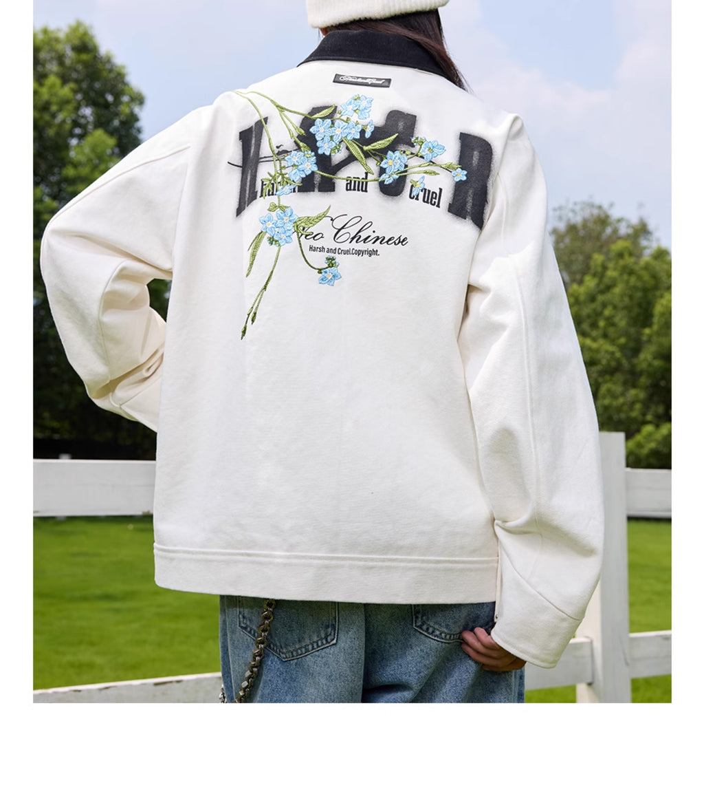 Harshandcruel Floral Embroidered Lapel Jacket