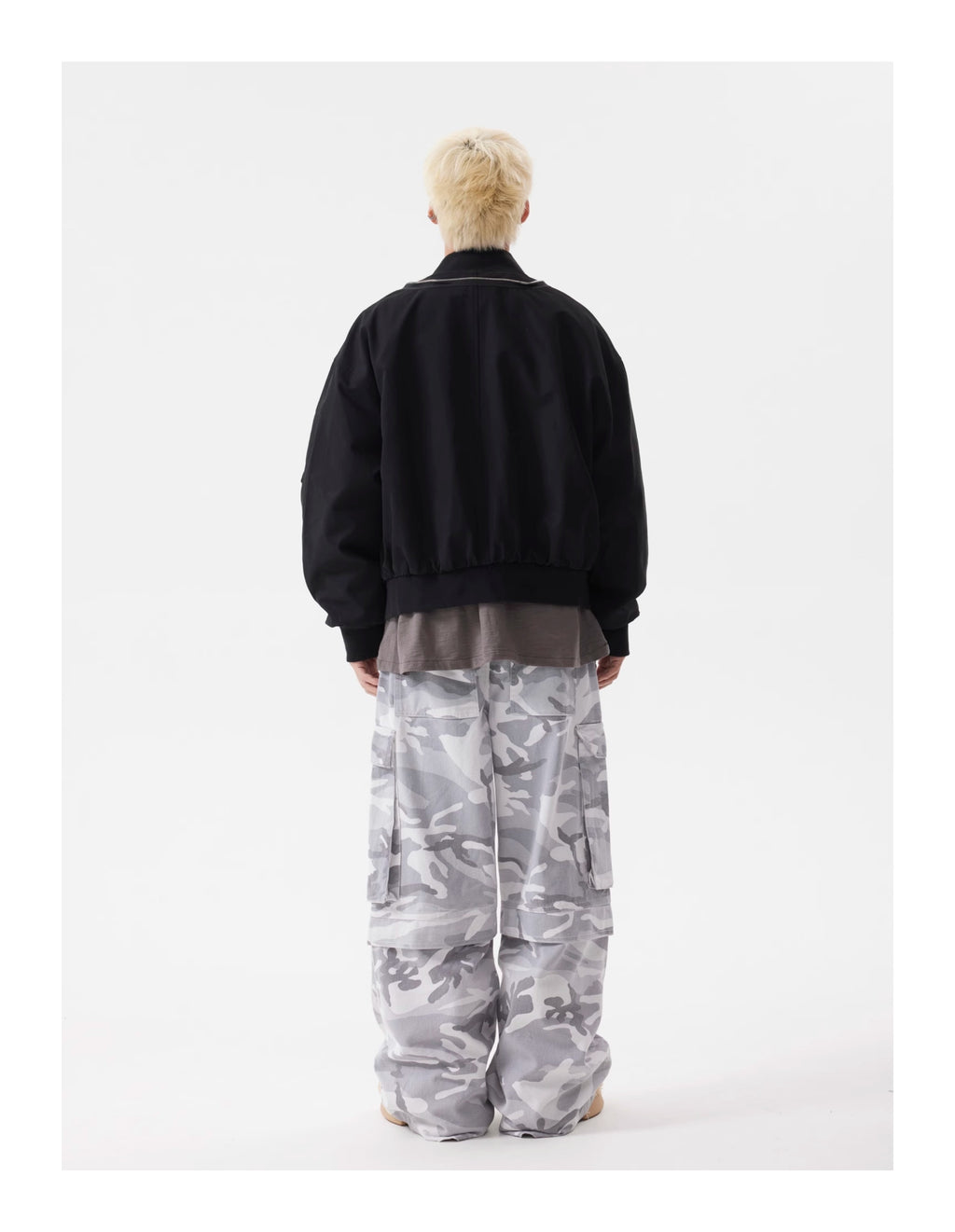 BTSG Heavy Duty Double Zipper Multi Pocket Cropped Bomber Jacket