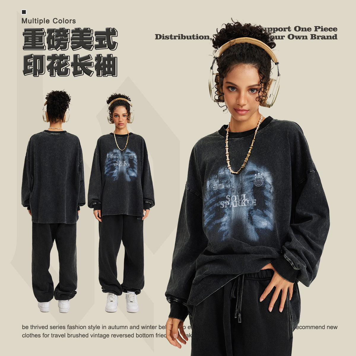 BE 100% Cotton X-ray Long Sleeve Tee