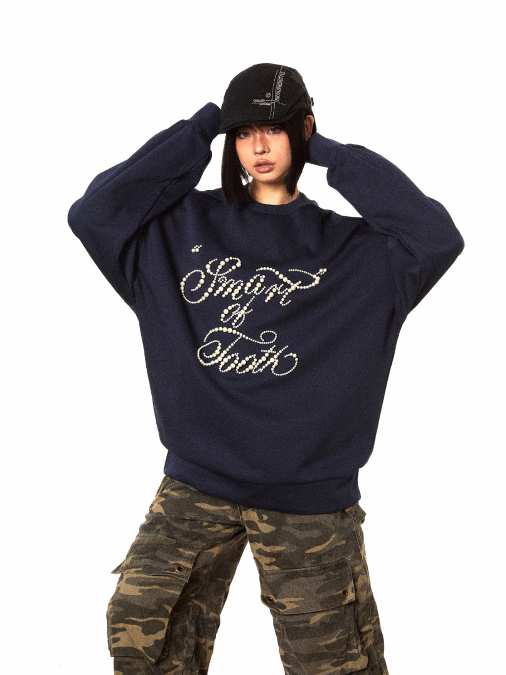 BLACKBB American Three-dimensional Pearl Sweatshirt