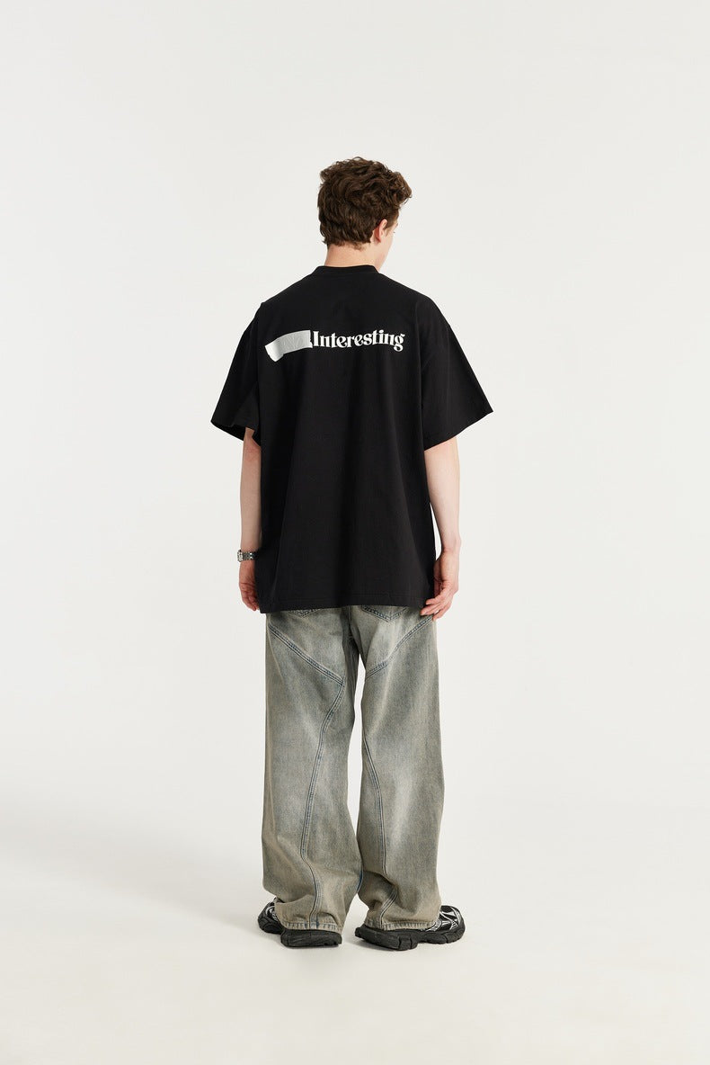 INF Light Blue Wash Cut Wide-leg Jeans