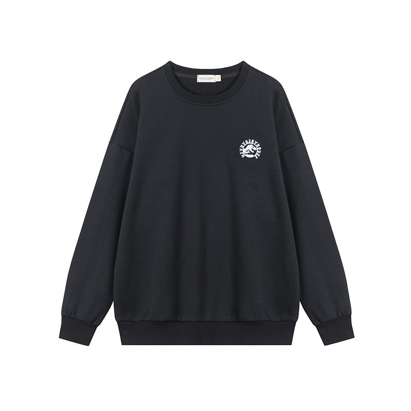 Nariele Unisex retro dinosaur print casual loose crew neck sweatshirt