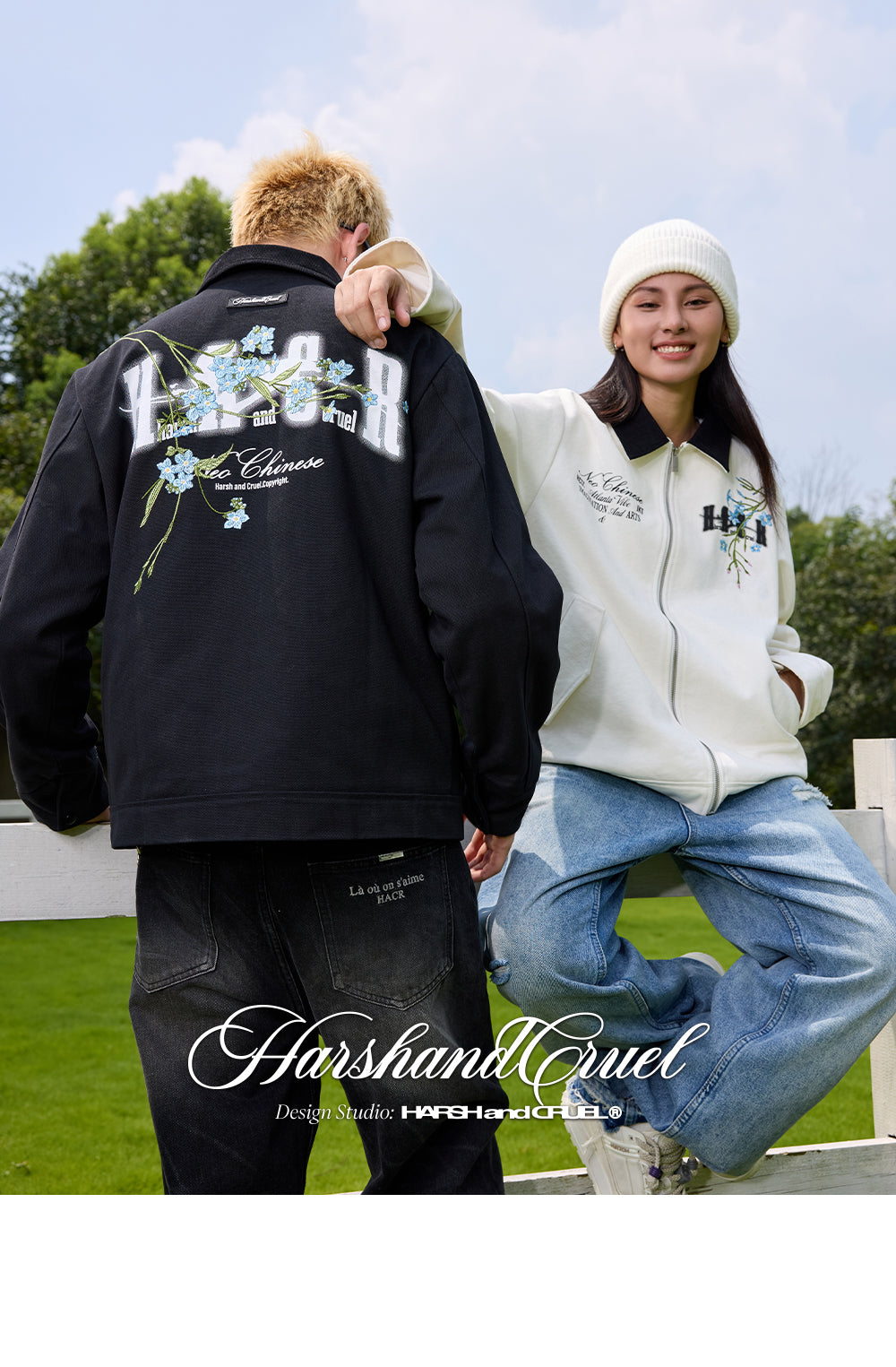 Harshandcruel Floral Embroidered Lapel Jacket