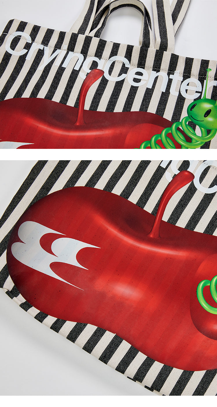 Crying Center Apple Killer Stripe Large Capacity Tote Bag