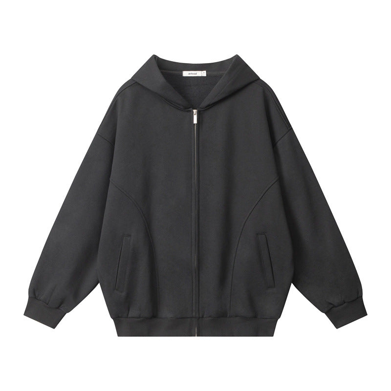 Nariele Classic Loose Solid Women's Hoodie Zipper Jacket