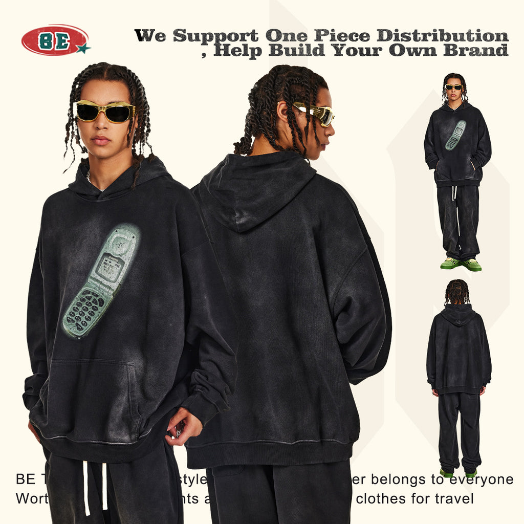 BE Flip Loose Trendy Futuristic Y2K Hoodie