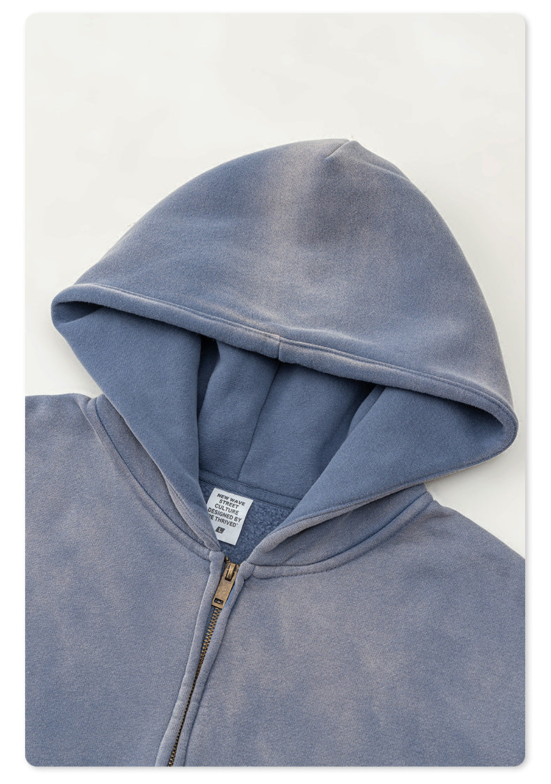 BE Washed Fleece Hooded  Zip Jacket