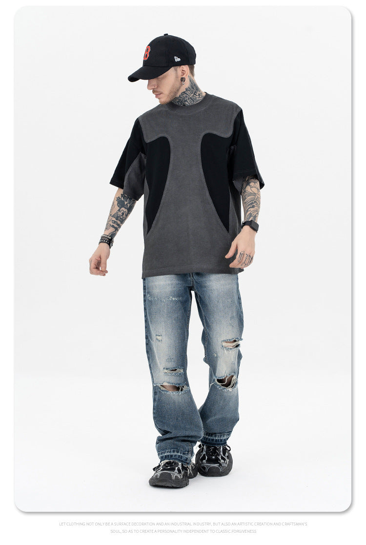 FORGIVNESS Simple Distressed Blocks Embroidery Tee