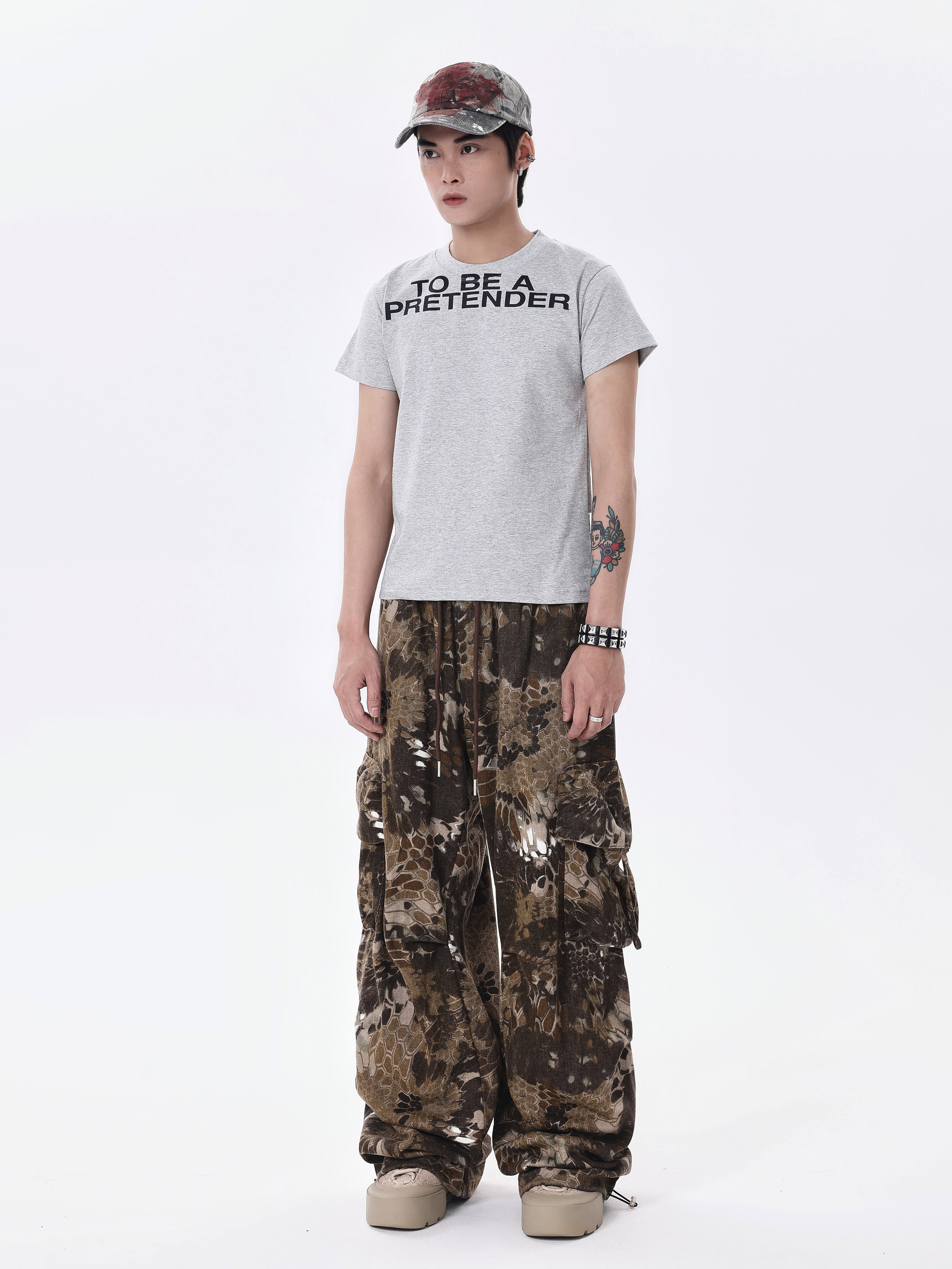 BTSG* American Retro Wasteland Snake Camouflage Multi-Pocket Cargo Pants