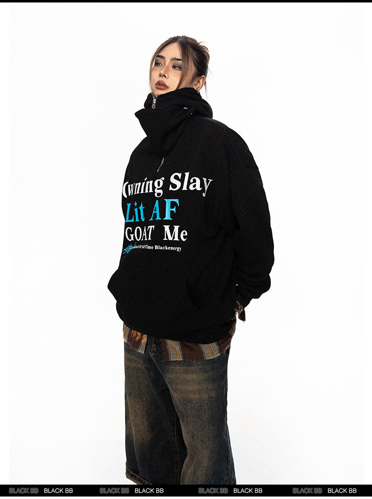 BLACKBB American High Street Monogram Print Half-Zip Hoodie