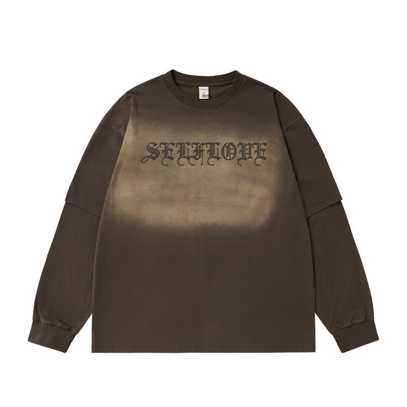 INF 3D Foam Fake Two Pieces Wash Long Sleeve Tee