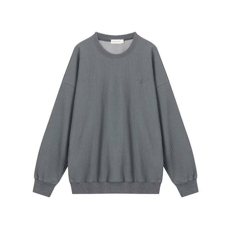 Nariele Loose Long Sleeve Crew Neck Sweatshirt Embroidery New Vintage Top