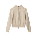 Nariele knitted cardigan letter embroidery knit sweater stand collar slim cropped Top