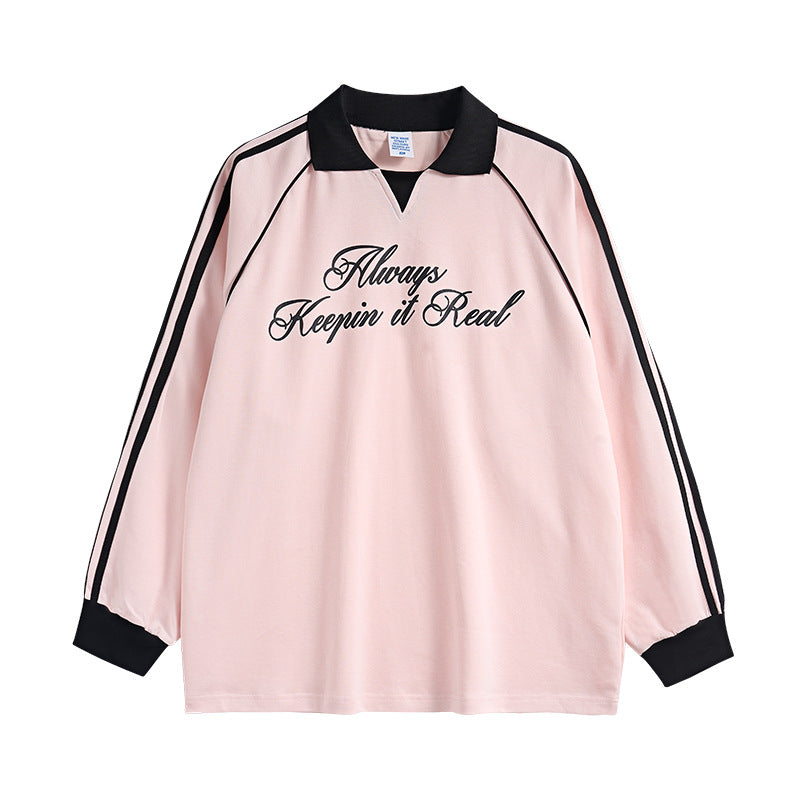 INF Chic Lapel Long Sleeve Retro Tee