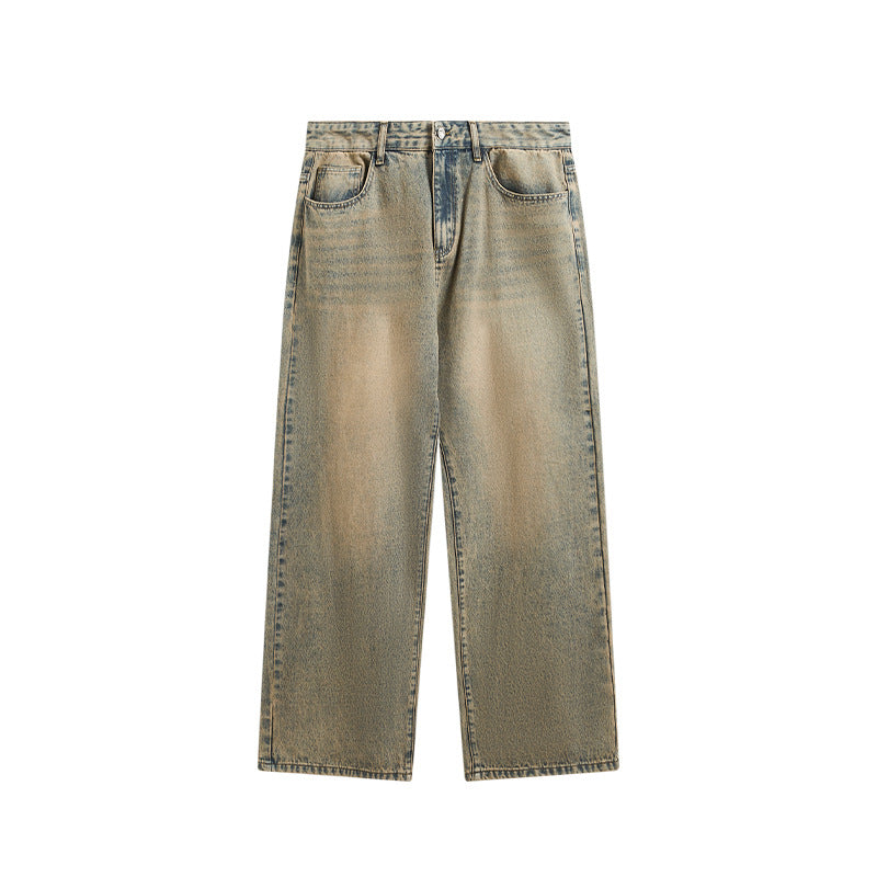 INF Mud-dyed Distressed Wide-leg Jeans