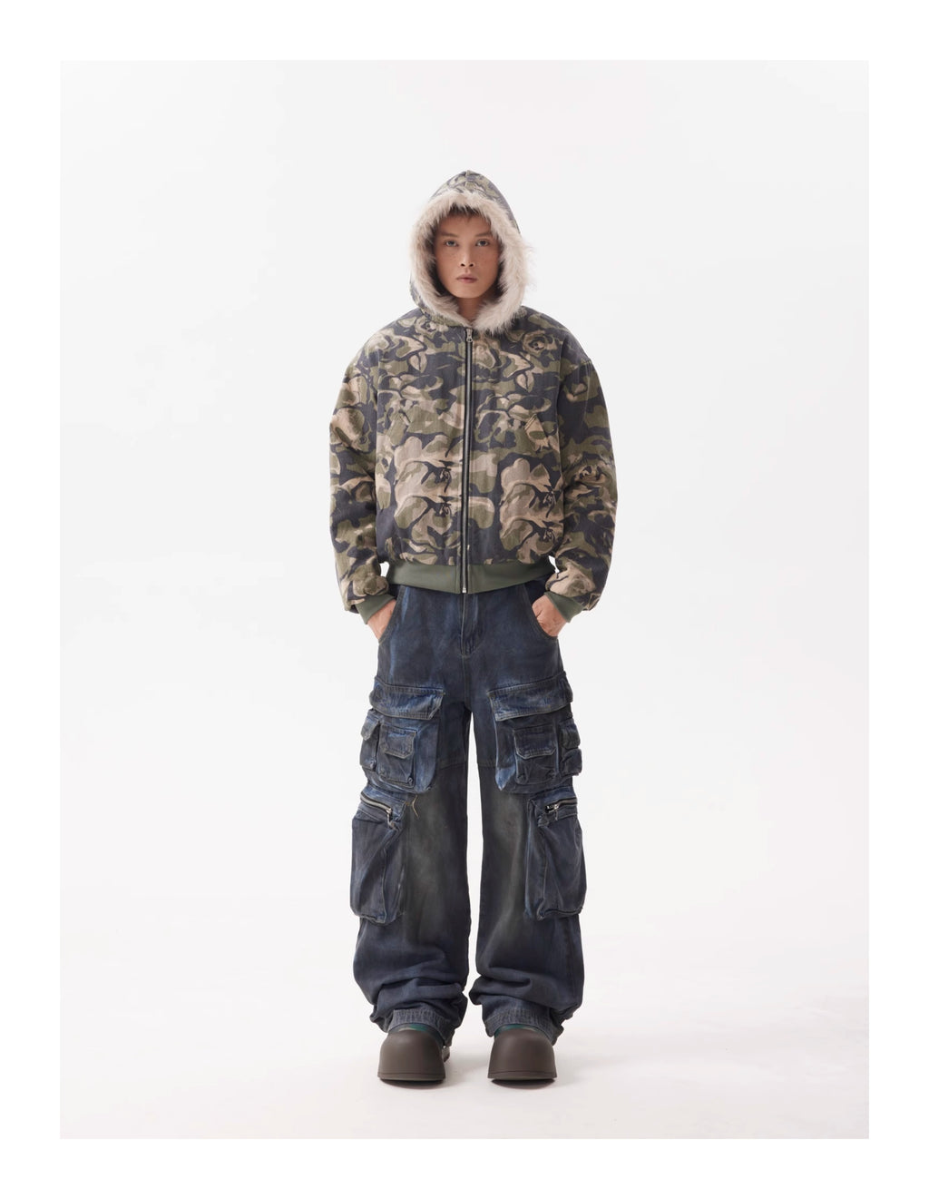 BTSG Camouflage Plush Mountain Carved Jacket