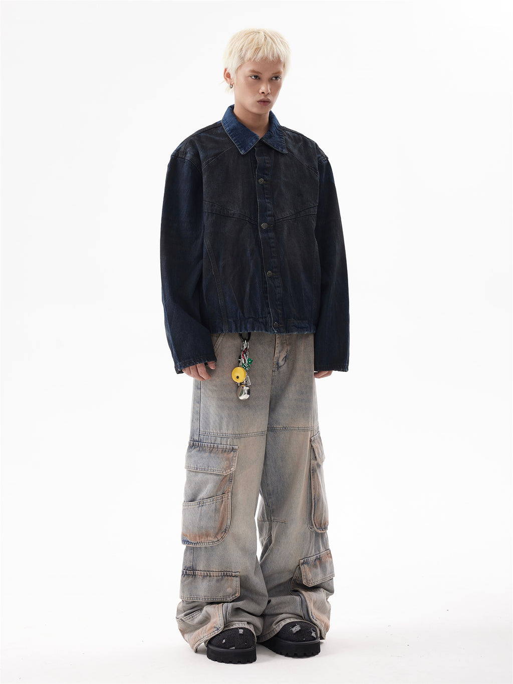 BTSG Frost Distressed Dirty Gradient Denim Jacket