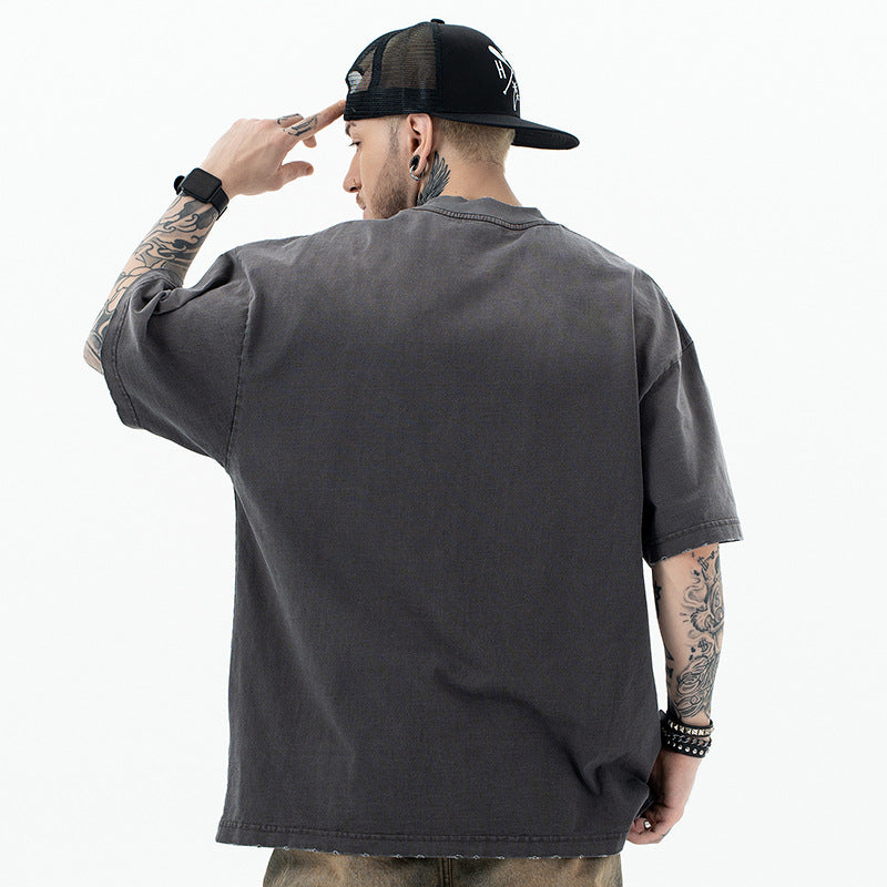 FORGIVNESS  Bai Jingting with the same washed gradient distressed oversize Tee