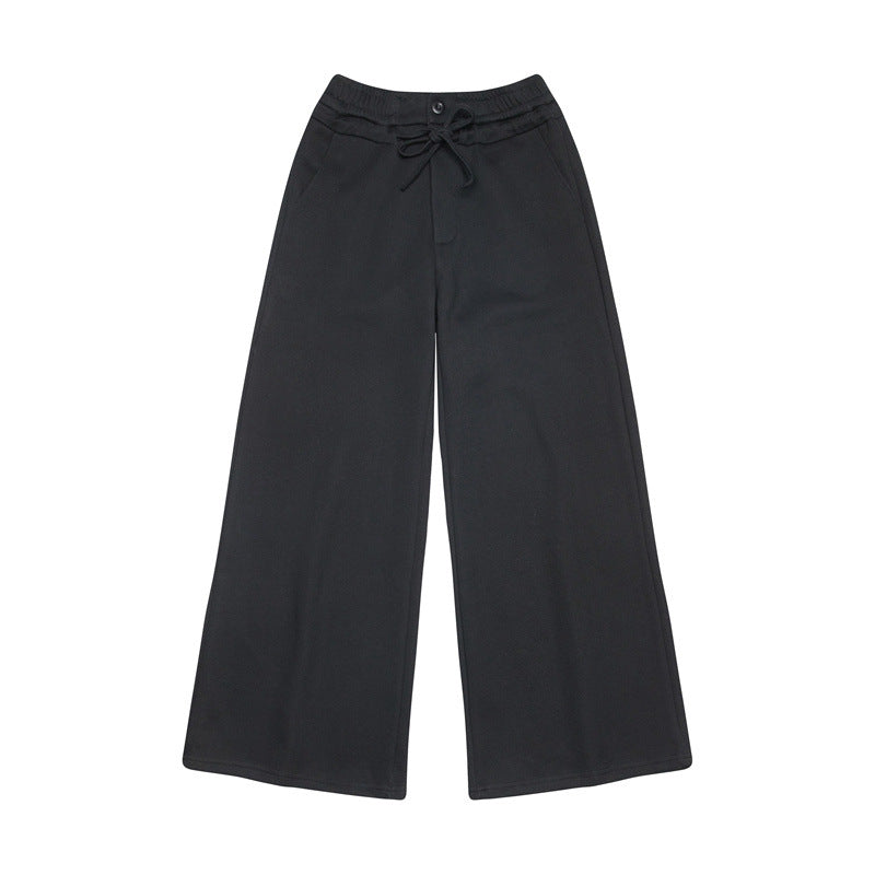 Nariele Elastic Sports Fleece Long Pants Wide Leg Sweatpants