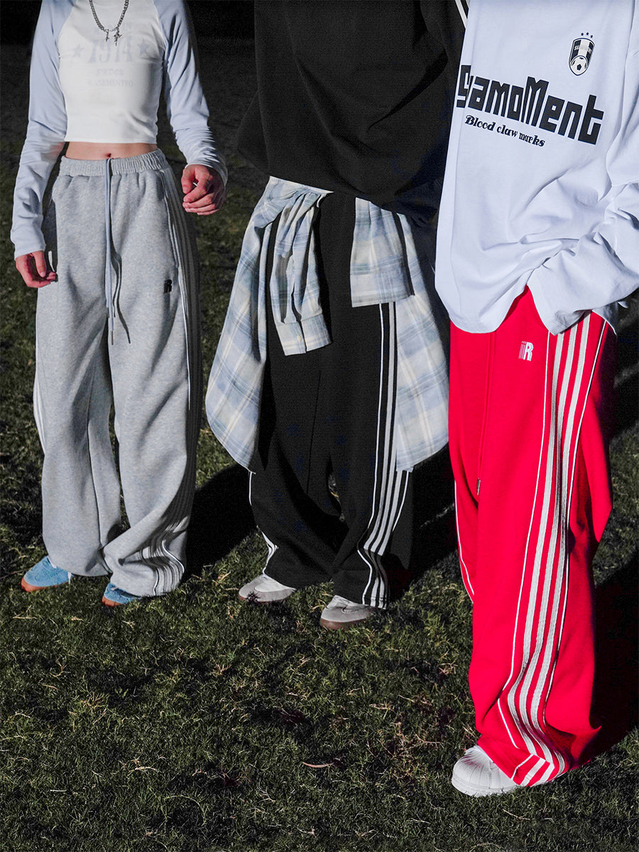 lemanism three-bar contrast sweatpants