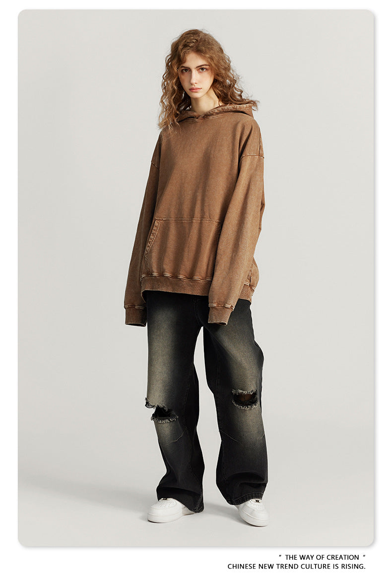 BE Washed 100% Cotton Loose Hoodie