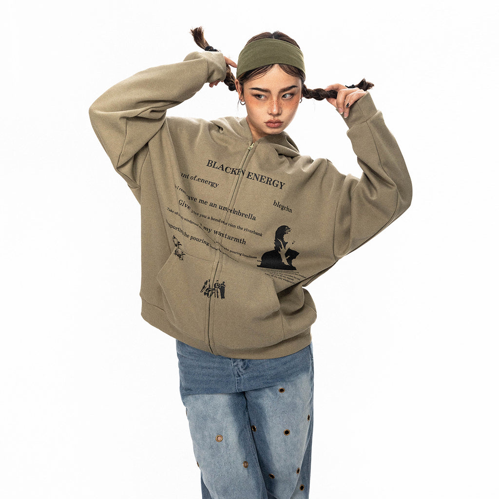 BLACKBB American Vintage Print Cardigan Sweatshirt