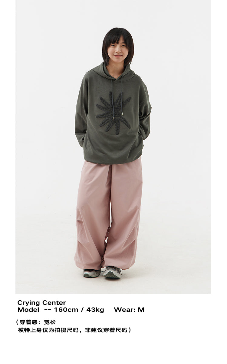 CryingCenter Solar C Brown Dark Grey Towel Embroidered Hoodie