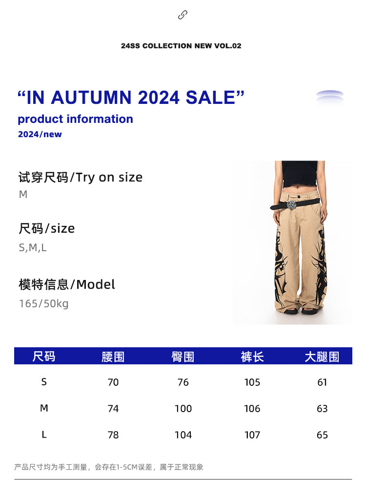 BLACKBB طباعة ميلينيال هوتي منخفضة الارتفاع السراويل واسعة الساق