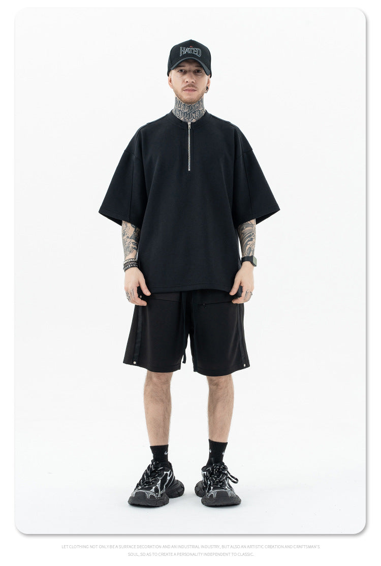 FORGIVNESS  Half Zipper Thickened Short Sleeve Tee