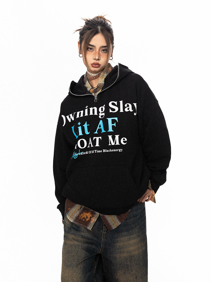 BLACKBB American High Street Monogram Print Half-Zip Hoodie