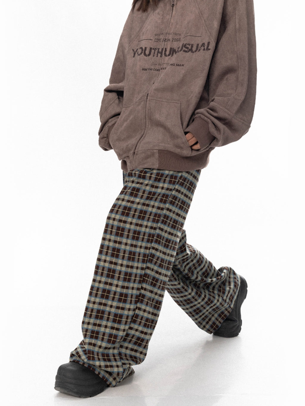 BLACKBB American Retro Checkered Loose Wide Leg Pants