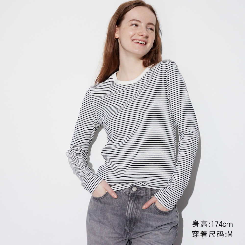 UNIQLO Women's Soft Crew Neck Tee Long Sleeves