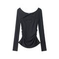 Nariele Cross Shoulder Hallow Long-sleeved Slim Fit Irregular Kint Sweater
