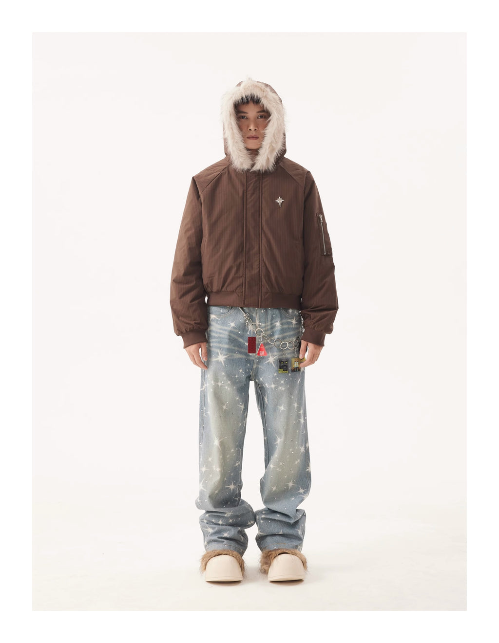 BTSG Fur Collar Cropped Padded ZAPA Jacket