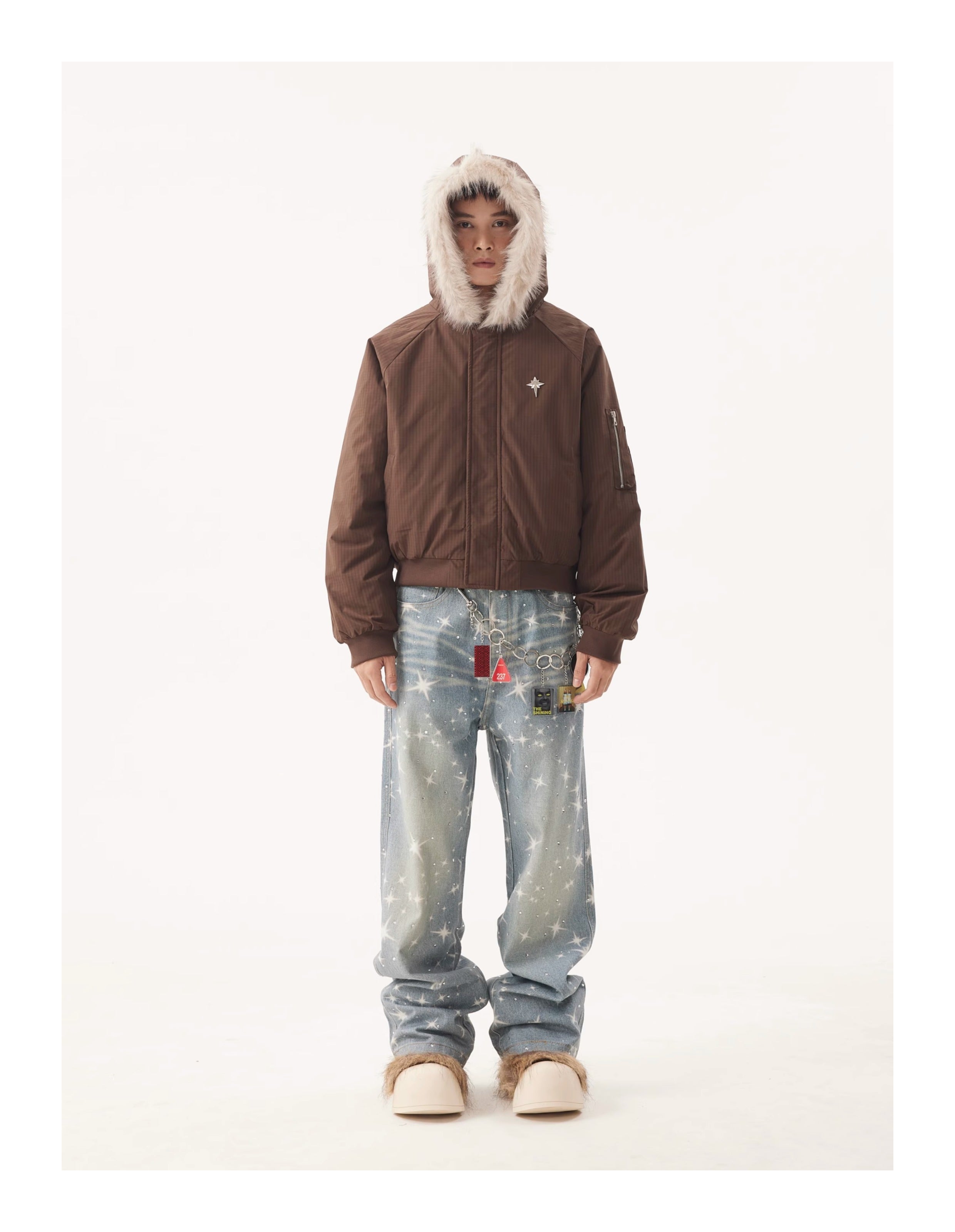 BTSG Fur Collar Cropped Padded ZAPA Jacket