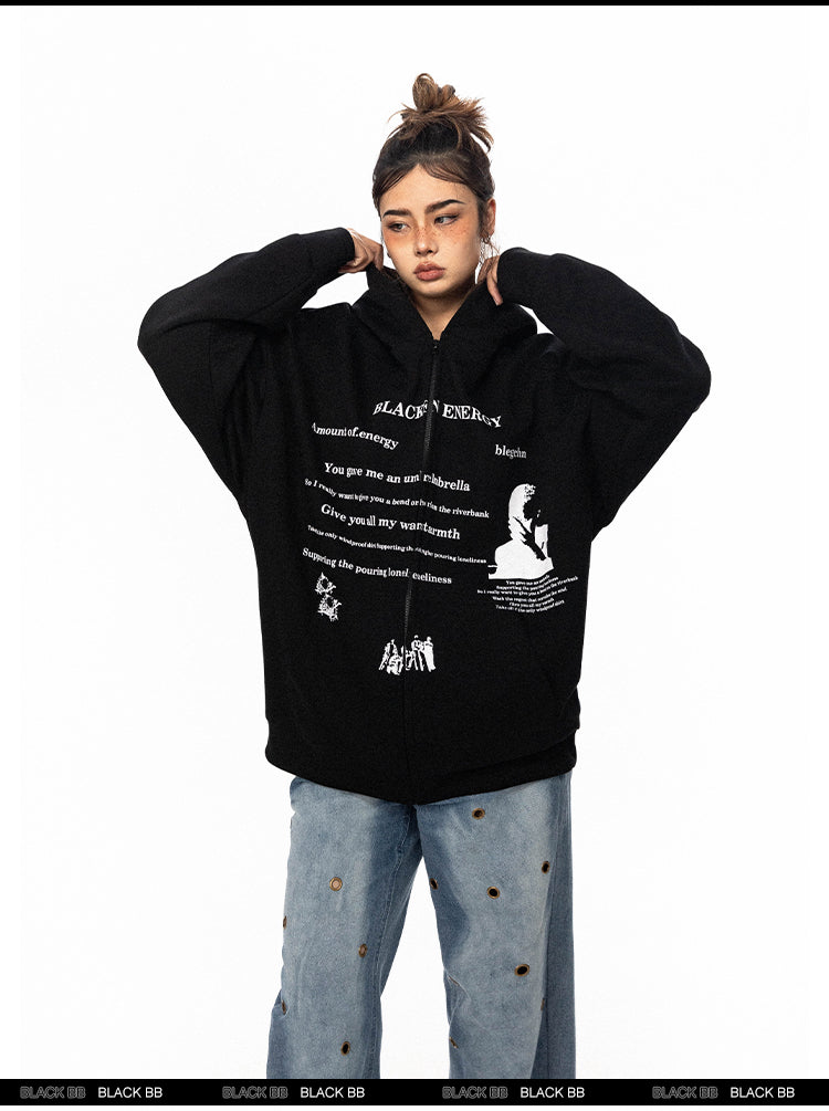 BLACKBB American Vintage Print Cardigan Sweatshirt