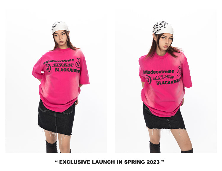 تي شيرت BLACKBB بأكمام قصيرة مطبوع من الأمام والخلف