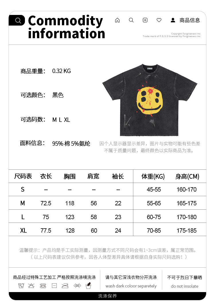 FORGIVNESS  Broken Smiley Vintage Wash Tee