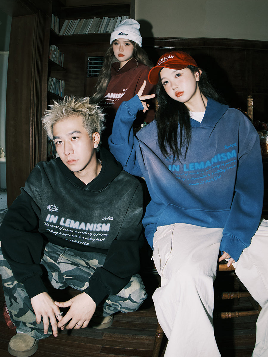 lemanism Distressed Wash Gradient Hoodie