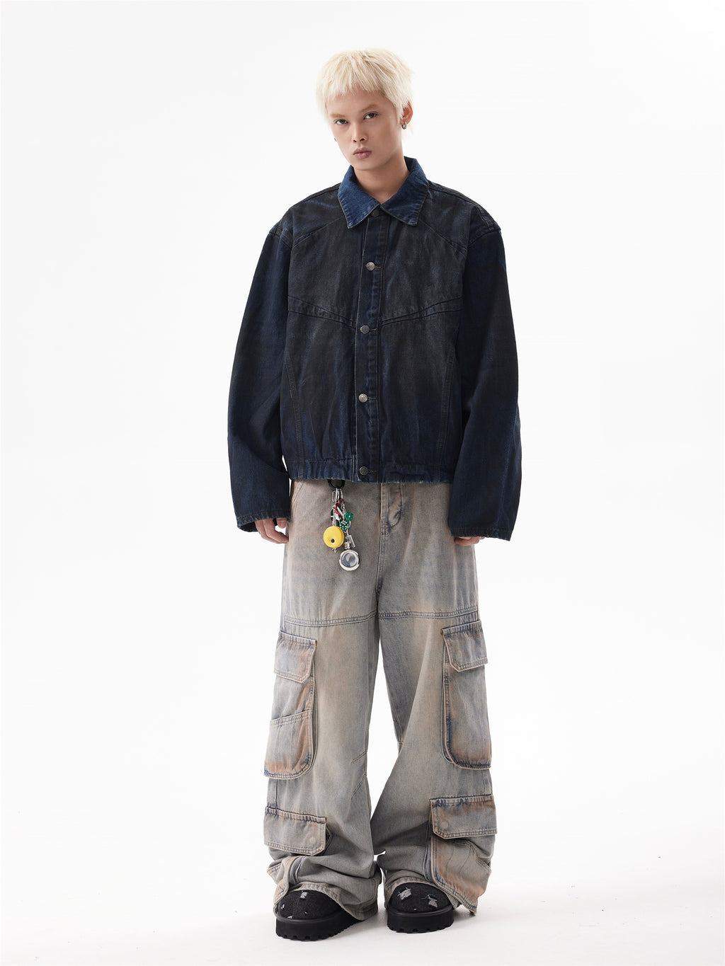 BTSG Frost Distressed Dirty Gradient Denim Jacket