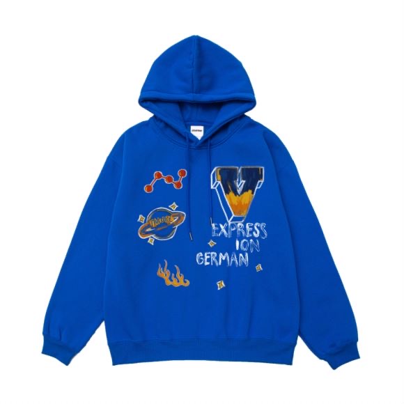 BLACKBB هوديي من الصوف الفضفاض بطباعة الرسوم المتحركة