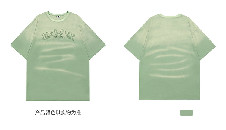 BLACKBB Street Niche Wash Gradient Embroidery Short Sleeve Tee