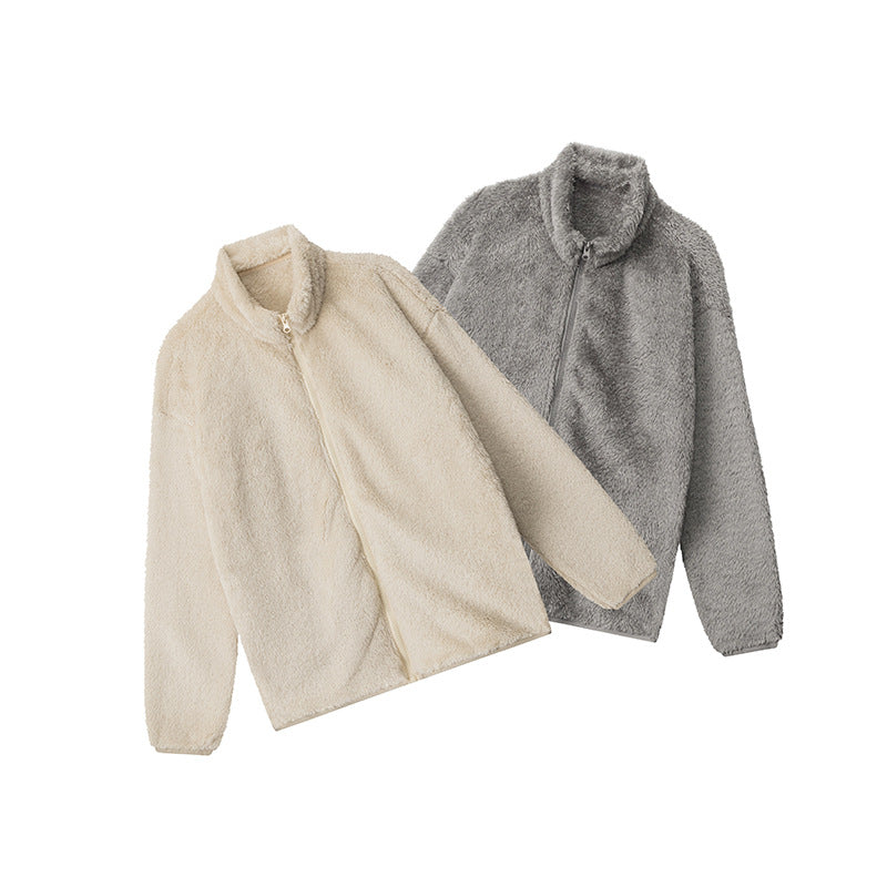 Nariele Trendy Polar Fleece Zipper Loose Jacket