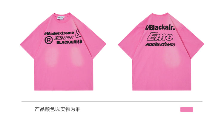 تي شيرت BLACKBB بأكمام قصيرة مطبوع من الأمام والخلف