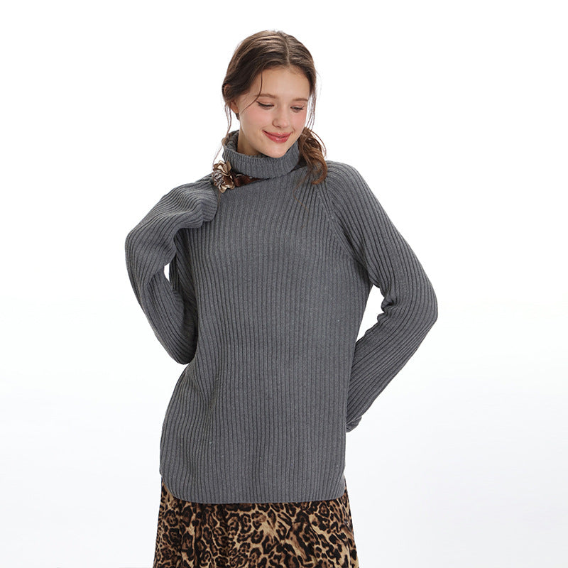 Nariele Slit Hem Turtle Neck Sweet Knit Slim Fit Classic Sweater