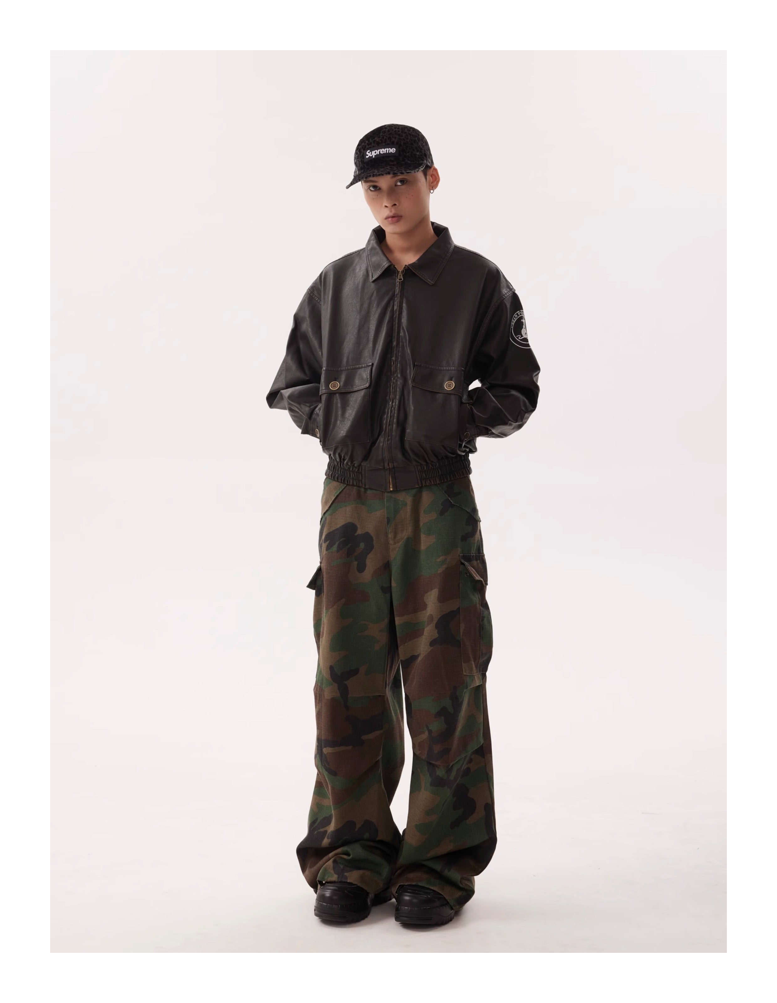 BTSG Drawstring Baggy Camouflage Cargo Pants