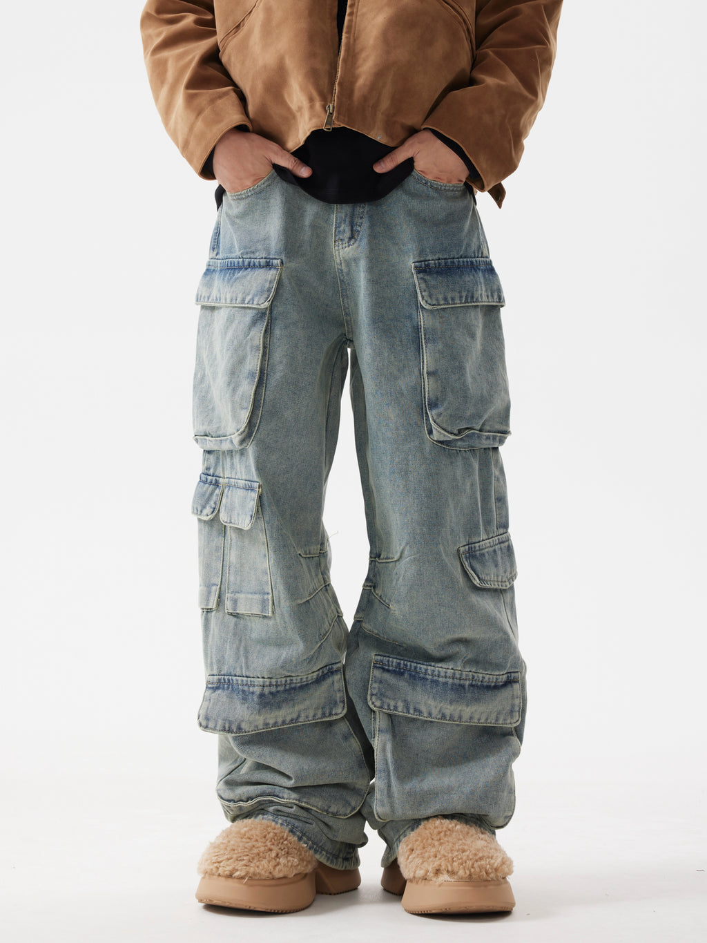 BTSG American Retro Jeans Cargo Pants Men