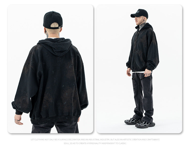 FORGIVNESS  Dirty Fit Mud Dyed Dirty Zipper Hoodie