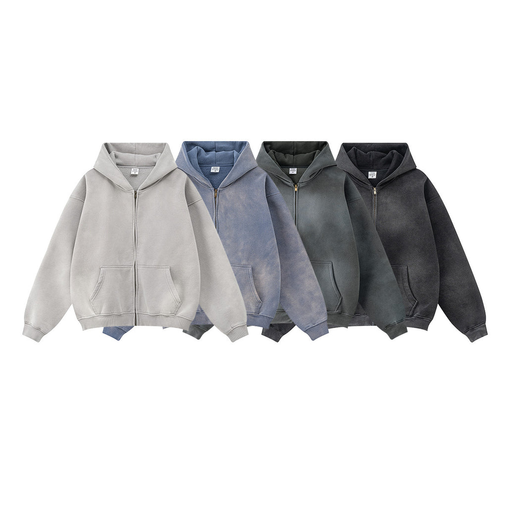 BE Washed Fleece Hooded  Zip Jacket